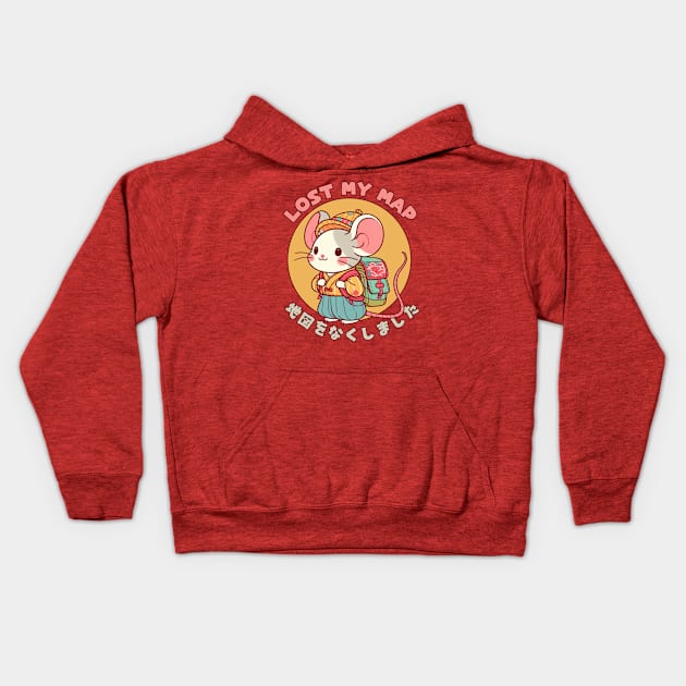Hiking mouse Kids Hoodie by Japanese Fever